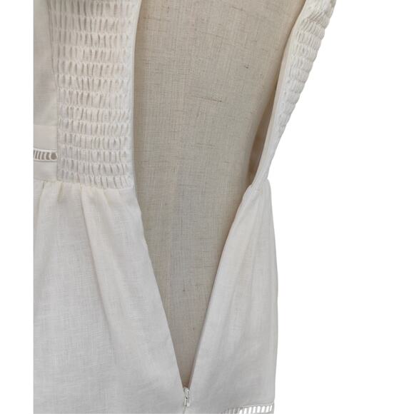 Reformation Everett Square-Neck Linen Midi Dress White US 4 - Picture 10 of 11